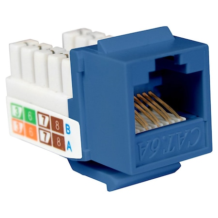 Cat6A Slim-Style 90 Degree Keystone Jacks, 8P8C - Blue